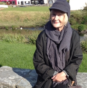 Marie in front of Aille River Hostel, Doolin