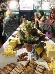 This was the spread in the reception area -- before the cheese tasting, before the whiskey tasting, and before our four-course dinner. Is it any wonder I gained weight? Note the Kerrygold cheese, of which I ate my own bodyweight.